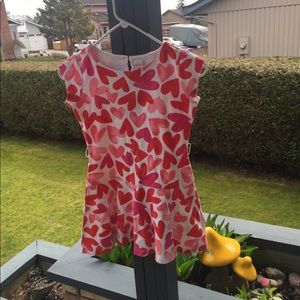 Pink & Red Heart Print Dress